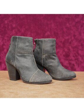 Rag&Bone Wmn Newbury Grey Distressed Leather Western Party Boots 9.5US EUR40